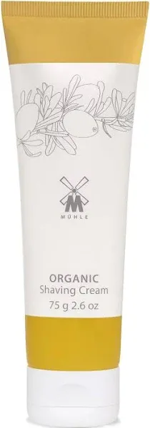 MÜHLE Organic Shaving Cream | Natural Shaving Cream with Argan Oil & other Essential Oils | TSA Travel Size Friendly | BDIH Certified | 100% Vegan | 75mL (2.5 oz) Squeeze Bottle