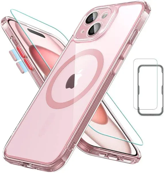 for iPhone 15 Case Set, Translucent Matte Case with Screen Protector, Compatible