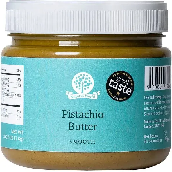 Nutural World - Crunchy Pistachio butter 6 Oz (170g) / 100% pure single ingredient - Great Taste Award winner