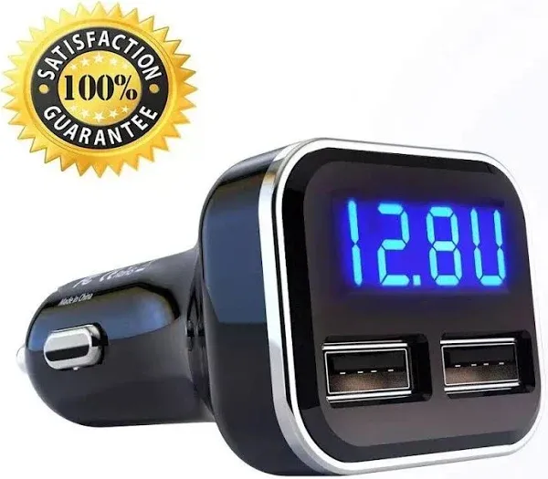 Jebsens Car Charger 24W Dual USB Volt Meter LED Voltage & Amps Display