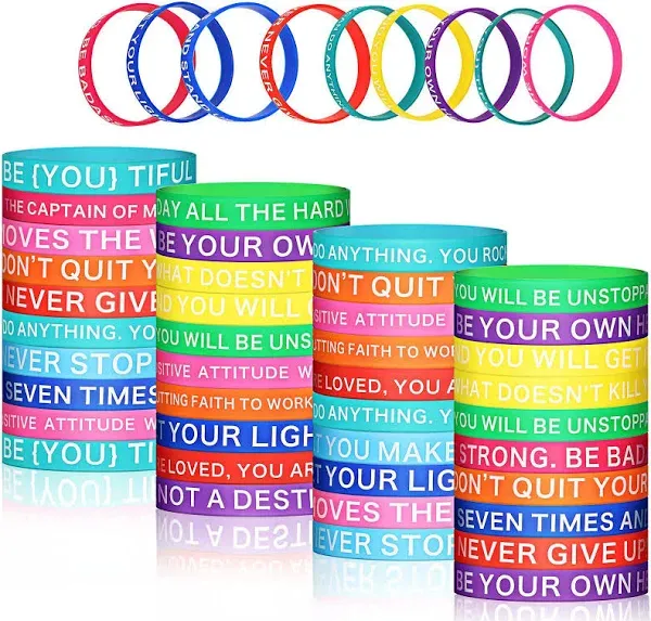 60 Pieces Inspirational Quote Rubber Wristbands