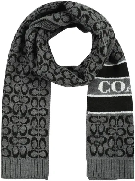 COACH Women&#039;s Signature Logo Wool-Blend Rib Knit Scarf MSRP $95