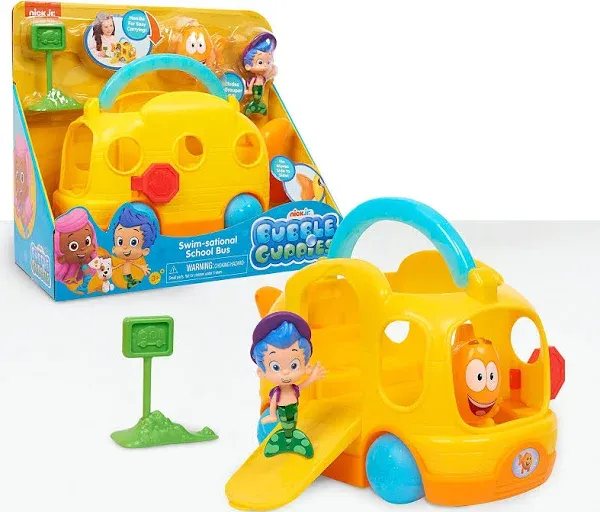 Nick Jr. Bubble Guppies Swim-Sational School Bus Nee NIP Mr. Grouper &amp; Gil