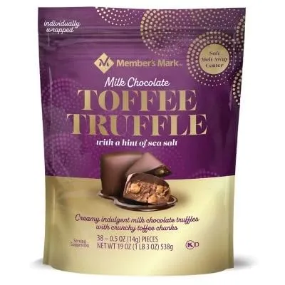 Member Mark Milk Chocolate Toffee Truffles With A Hint of Sea Salt | 19 Ounce (1lb 3oz) Bag, About 38 Pieces