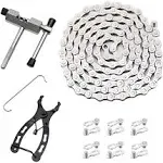 Bike Chain Kit, Single/6/7/8/9/10/11/12 Speed Multi-Function Bike Mechanic Repair Kit, Chain Breaker and Bike Link Plier with Hook and 6 Pairs Bicycl