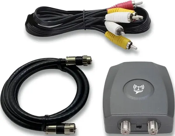 SatelliteSale RF Modulator RCA Composite to RF Coaxial Converter Includes AV RCA Cable and Power Supply