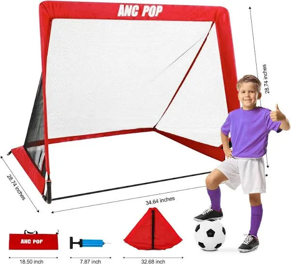 Portable Pop Up Soccer Goal for Kids Trainning and Family Game red single