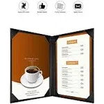 Restaurant Menu Covers Holders for 8.5 X 11 Inch, Double View Leather Menu Ho...