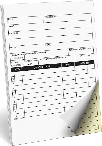 321Done Blank Sales Form Pad