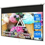 Akia Screens 125 inch Projector Screen Pull Down Manual B 1:1 8K 4K HD 3D Ceiling Wall Mount White Portable Projection Screen Retractable Auto