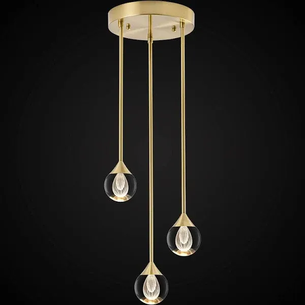 SUNMOO 3-Light Teardrop Crystal Pendant Light