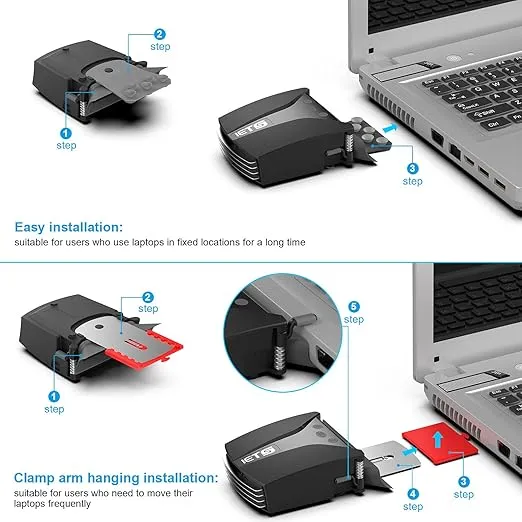 GT202UB Vacuum Laptop Fan Cooler with Temperature Display, Intelligent Temperatu