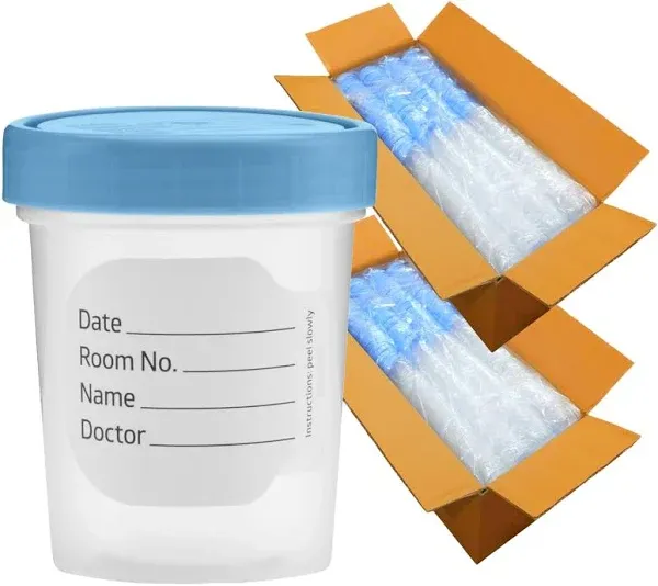 25 Specimen Cups with Leak Proof Screw On Lids