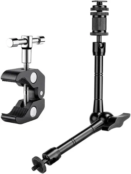 FOMITO 11 inch Articulating Magic Arm + Super Clamp for DSLR Rig Camera to LCD Monito, LED Video Light