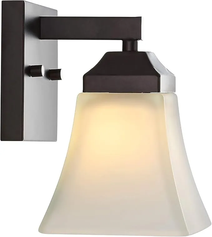 JONATHAN Y JYL7522A Staunton 5" 1-Light Iron/Glass Modern Cottage LED Vanity Light Casual Farmhouse 2700K LED 4W Bulb Included Bathroom Hallway Living Room Bedroom Mirror Cabinet, Oil Rubbed Bronze