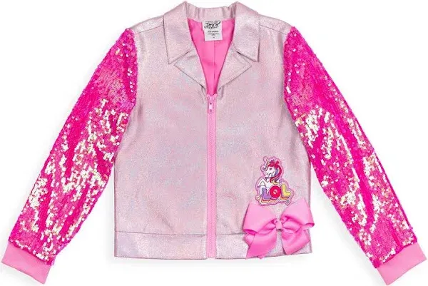 JoJo Siwa Unicorn Big Girls Sequin Zip Up Moto Jacket