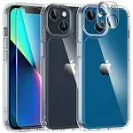 TAURI 3 in 1 Defender for iPhone 13 Clear Case 2 Pack Tempered Screen Lens Prote