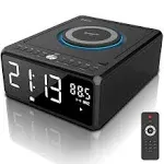 Gelielim CD Clock Radio, CD Player Boombox with Remote, Dual Alarm Clock with Wireless Charging, Clock Radios with Bluetooth for Bedroom, Sleep & Snoo