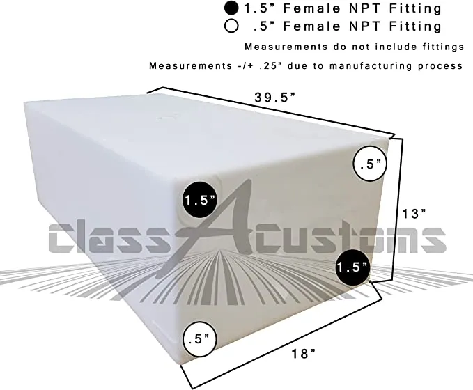 Class A Customs | T-4000 | One (1) RV Fresh Water 40 Gallon Tank, Grey Water