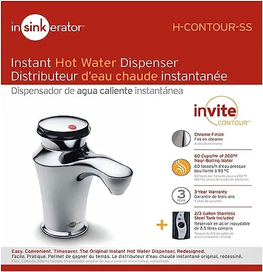 InSinkErator Invite 2/3 gal Silver Hot Water Dispenser Stainless Steel