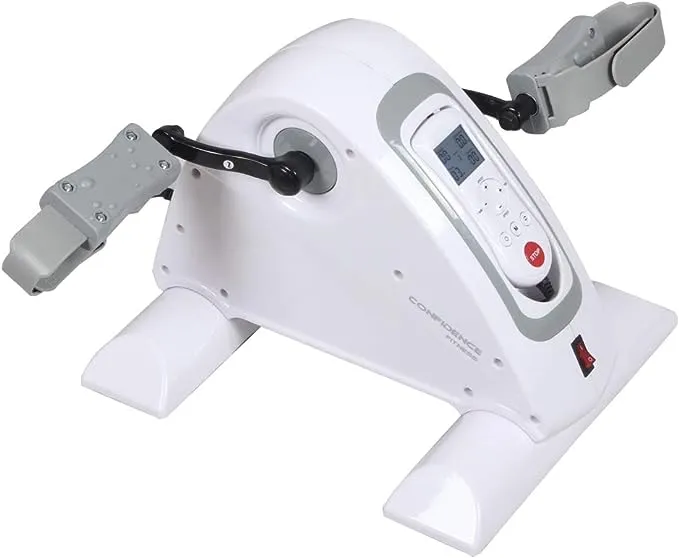 Confidence Fitness Motorized Electric Mini Exercise Bike V2 / Pedal Exerciser - White/Grey