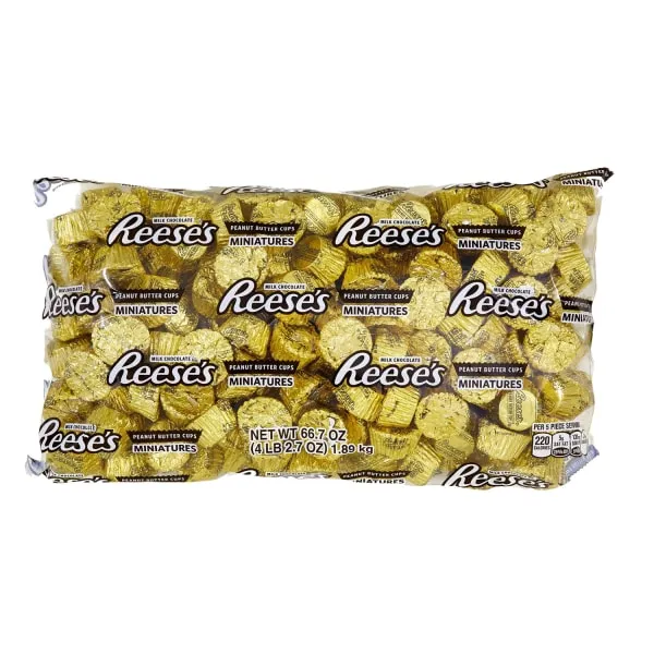 REESE'S Miniatures Gold Foils Milk Chocolate Peanut Butter Cups Candy, Bulk, 66.7 oz Bulk Bag