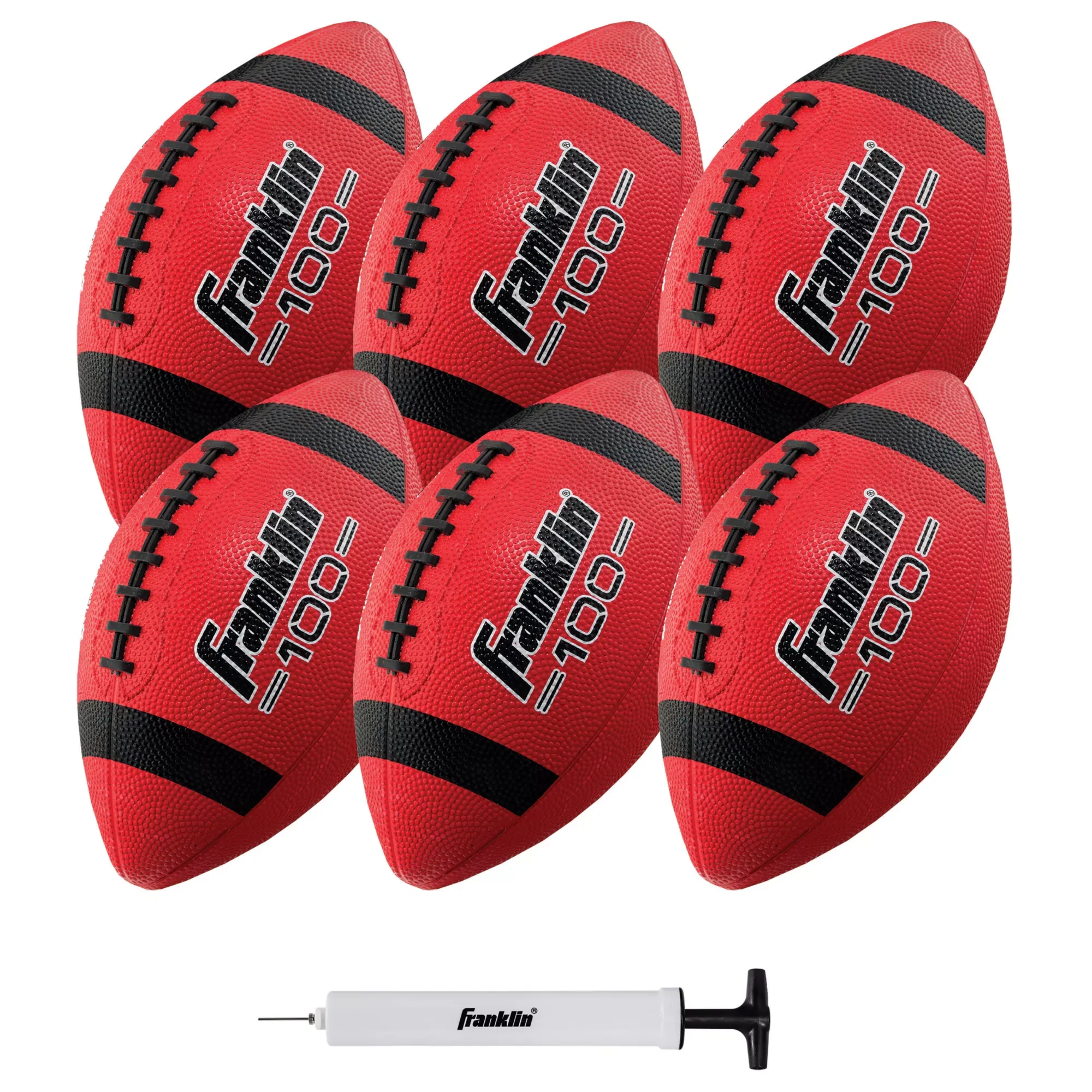 Franklin Sports Junior Footballs - Grip-Rite 100 - Kids Junior Size Rubber Footballs - Youth Footballs - 6 Pack of Footballs with Pump - Blue/WhiteFranklin Sports Junior Footballs - Grip-Rite 100 - Ki…