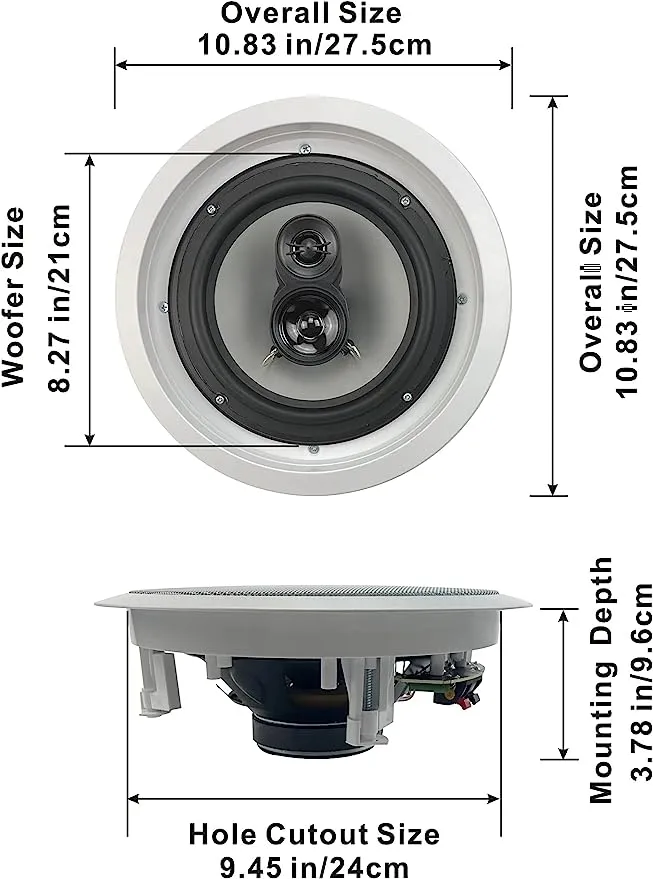 Acoustic Audio CS-IC83 in Ceiling 8" Home Theater 7 Speaker Set 3 Way