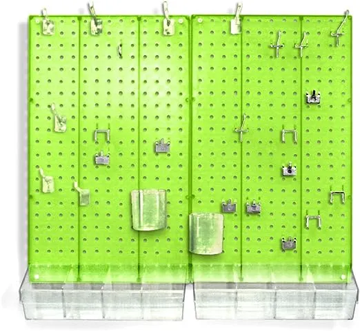 Azar Displays 70-Piece Pegboard Organizer Kit, Green