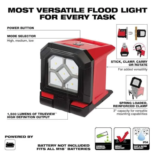 M18 18-Volt 1500 Lumens Lithium-Ion Cordless Rover LED Mounting Flood Light (Tool-Only)