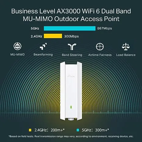 TP-Link EAP610-Outdoor | Omada True WiFi6 AX1800 Gigabit Outdoor Access Point | Mesh, Seamless Roaming, MU-MIMO | PoE+ Powered | IP67 | Multiple SDN Controller | Remote & App Control | Support RE Mode