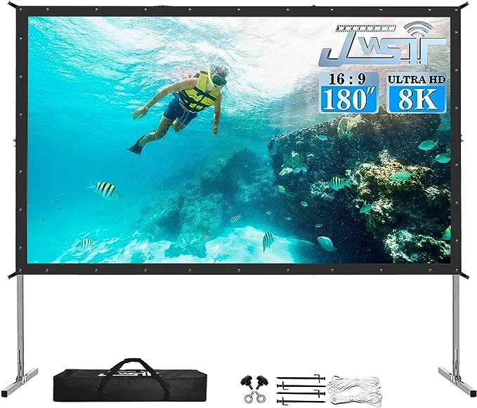 JWSIT Portable 180-inch PVC Projector Screen with Stand for Outdoor Movies