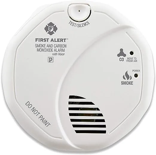 First Alert SA511CN2-3ST Wireless Interconnected Smoke Alarm with Voice Location, Battery Operated, Pack of 2 , WHITE