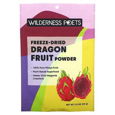 Wilderness Poets, Freeze Dried Dragon Fruit Powder - Pink Pitahaya, Pitaya - 5 Pound (Pack of 4) - Antioxidant Superfood