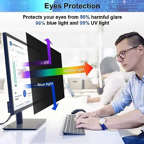 [2-Pack] 24 Inch Computer Privacy Screen Filter for 16:9 Widescreen Monitor, Removable Eye Protection Anti Glare Blue Light Filter Privacy Shield, Anti Spy Screen Protector Film 24 In