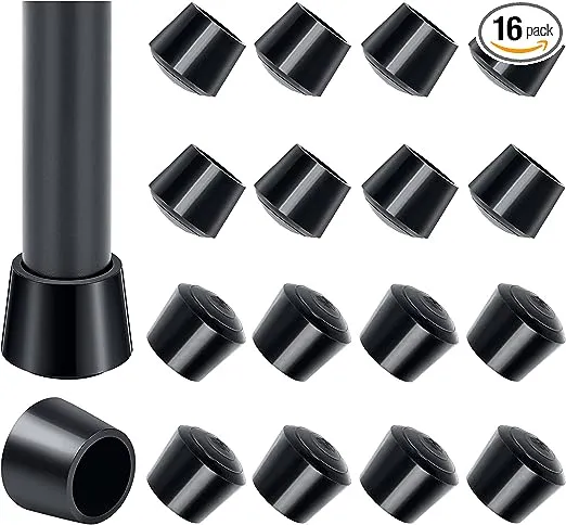 Chair Leg Protectors, Sopito Non-Slip Rubber Chair Leg Caps 1'' Inner Diameter Chair Leg Floor Protectors Round Black, 16 Pack