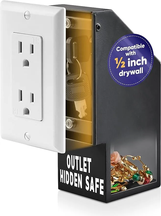 Elder Welder® Wall Outlet Hidden Safe with Key Lock | The Sneaky Way to Trick Thieves | Easy to Install | 100% Real Wall Plate | Wall Hidden Safe for Money | Elevated Choice Over Book Safe or Can Safe