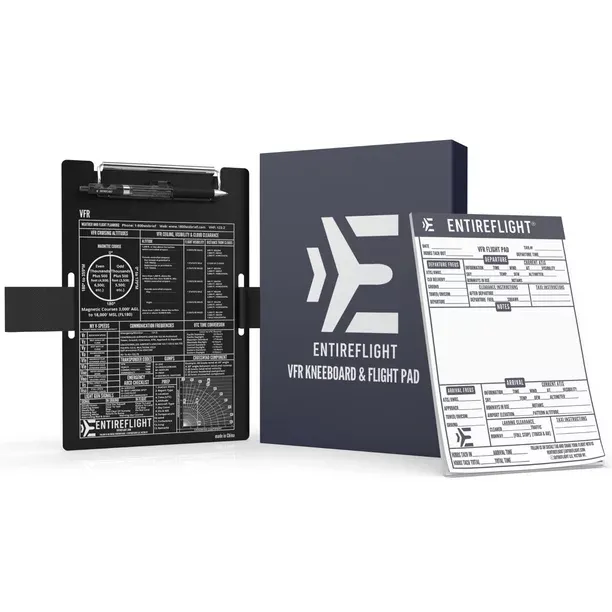 EntireFlight Pilot Kneeboard Aviation VFR Black with Structured Notepad-Premium ...