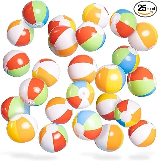 Top Race Mini Beach Balls Bulk - 5 Inch Inflatable Balls for Summer Party, Ocean Party Decorations, Pool Toys for Kids - Set of 25 Rainbow Beach Balls for Birthdays, Beach Days, Pool, Hawaiian Party