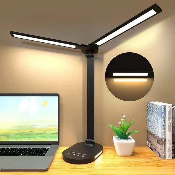 Desk Lamps for Home Office - LED Desk Lamp with Night Light, Office Desk Lamp, USB Charging Port ,5 Color Modes 5 Brightness Levels ,Auto Timer, Eye-Caring Desk Light for Dorm Study Reading