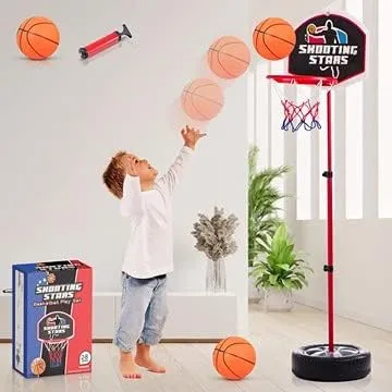 Toddler Basketball Hoop Indoor Stand Adjustable 2.5-4 Ft - Mini Basketball Go...