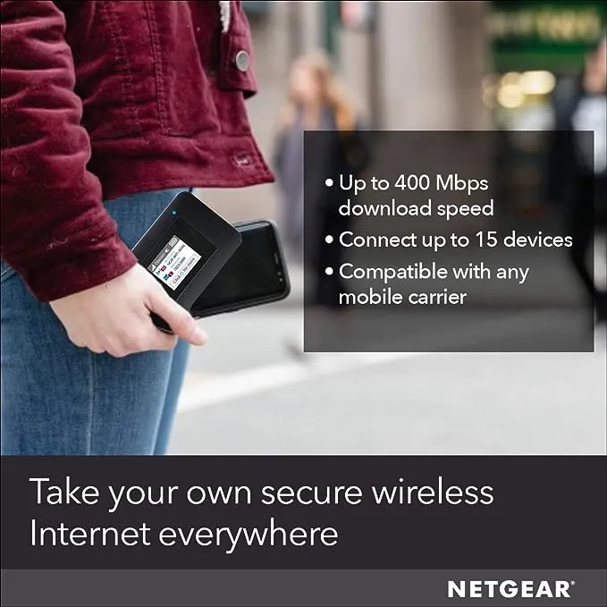 Point d'accès Wi-Fi mobile NETGEAR, routeur 4G LTE AC797-100NAS, vitesse de téléchargement de 400 Mbps, connexion jusqu'à 15 appareils, création d'un réseau sans fil n'importe où, GSM déverrouillé