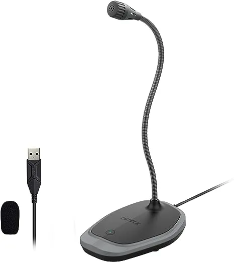 CMTECK USB Computer Microphone, Plug &Play Desktop Omnidirectional Condenser PC Laptop Mic, Mute Button with LED Indicator, Compatible with Windows/Mac, Ideal for YouTube, Skype, Recording, Games