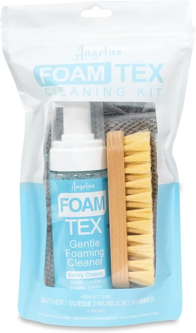 Angelus Foam Shoe Cleaner Kit - Sneaker Cleaning Kit with 5" Premium Hog Hair Brush, 5.7oz Cleaner, Microfiber Towel - Safe on All Materials