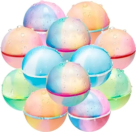 Rapean 12pcs Reusable Water Balloons for Kids Magnetic Self Sealing Quick Fill Water Balloons, Summer Water Toys Refillable Water Bomb, Outdoor Pool