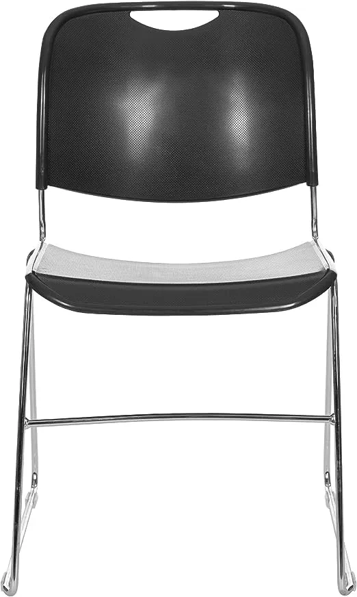 OEF Furnishings Ultra-Compact Plastic Stack Chair, Black