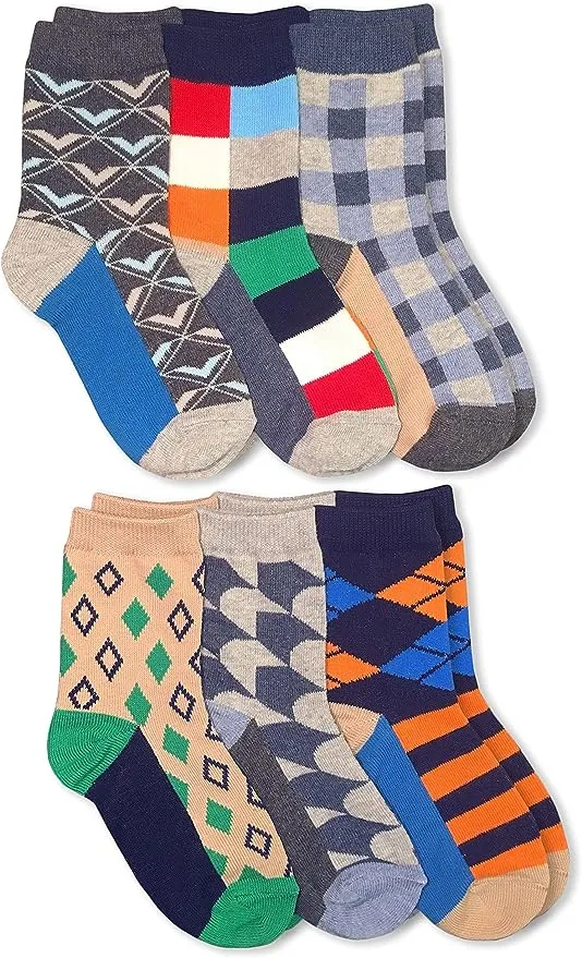 Jefferies Socks Boys' Little Fun Colorful Dress Crew Socks 6 Pair Pack