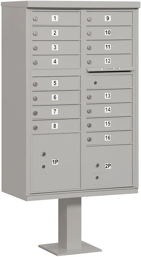 Salsbury Industries 3316GRY-U Cluster Box Unit - 16 A Size Doors - Type III - Gray - USPS Access