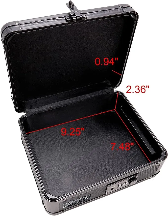 Vaultz Locking Cash Box with Bill and Coin Tray, Combination Lock, 8.5 x 4 x 10 Inches, Tactical Black (VZ00308)