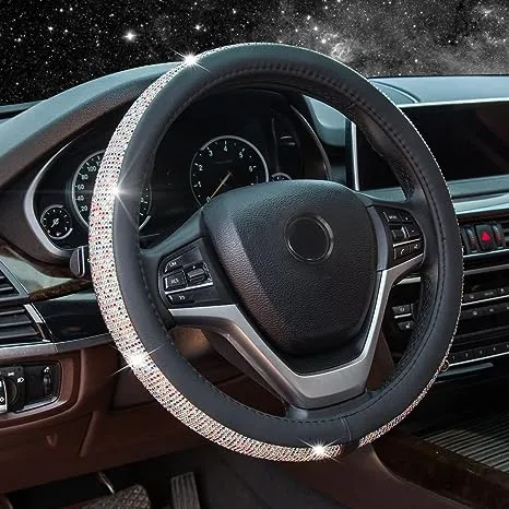 ⭐️⭐️⭐️⭐️⭐️ SHINY DIAMOND BLING Leather Car/SUV/Truck Steering Wheel Cover GIFT